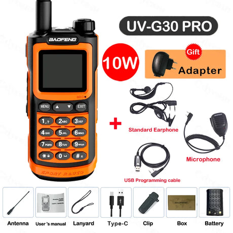 2024 Baofeng UV-G30 Pro Walkie Talkie Long Range Portable 1000 Channel Ham FM Radios UHF VHF USB-C Charge 2-Way Radio Waterproof