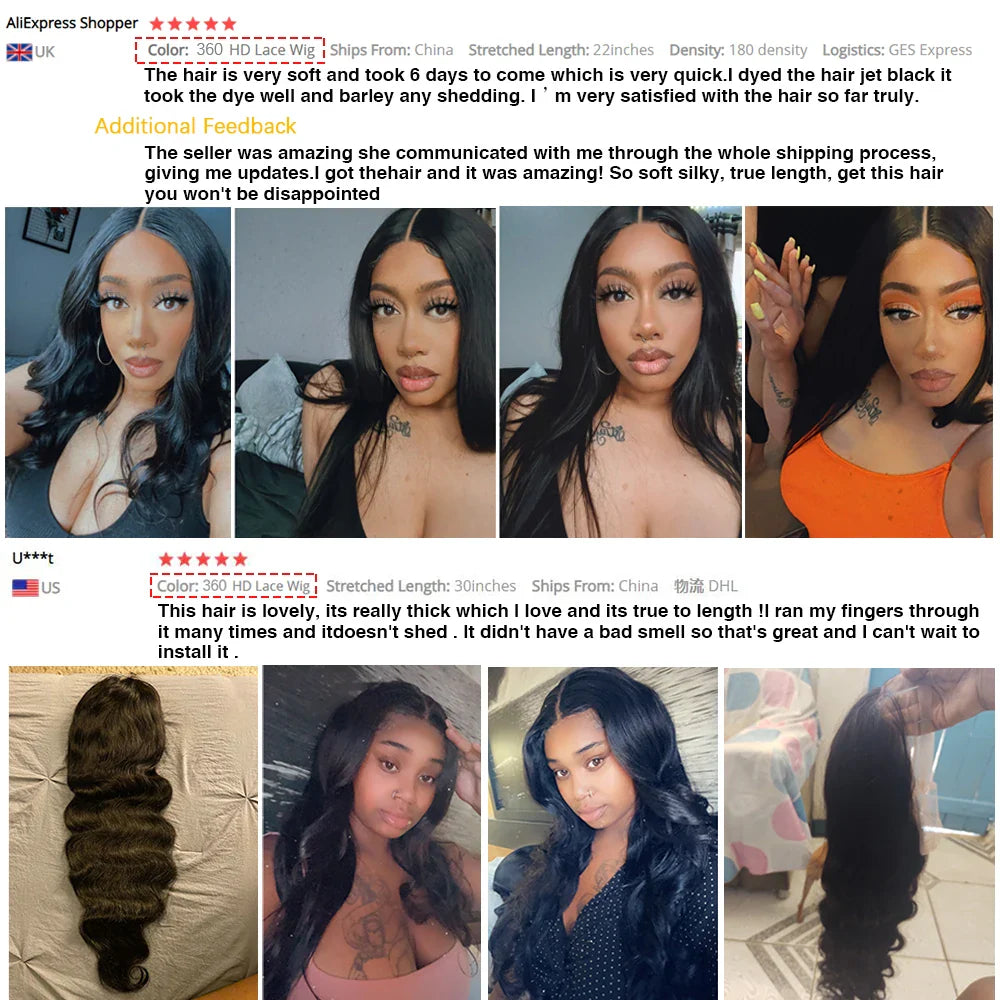 HD Transparent 360 Lace Frontal Wig 13x6 Body Wave Lace Front Human Hair Wigs For Women 32 34 Inch Brazilian 4x4 Closure Wig