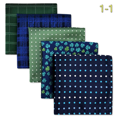 5 Pieces Assorted Mens Pocket Square Silk Handkerchief Set Colorful Large Accessories Gift Party