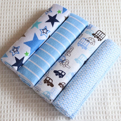 4pcs/pack 100% Cotton Flannel Diapers Supersoft Receiving Baby Blanket Newborn Wrap 76x76cm Baby Bedsheet Print Blanket Swaddle