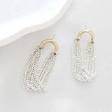 Fashion Metal U Shape Tassel Chain Earrings For Women Elegant Silver Color Multi Layer Geometric Personality Earrings Jewelry