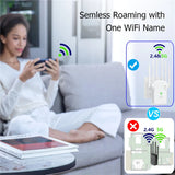 1200Mbps WiFi Repeater Wireless WiFi Signal Repeater Extender High Gain 6 Antenna Dual-Band 2.4G 5G Network Amplifier WPS Router