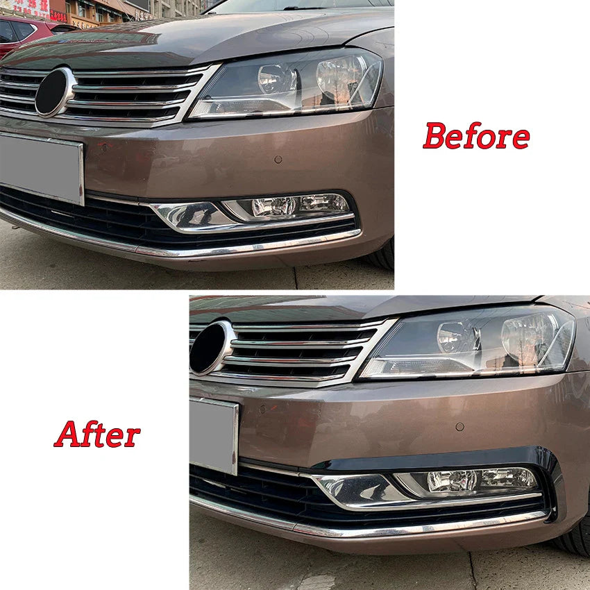 Fog Front Light Frames Cover Trim Racing Sticker Grille For VW Passat B7 Sedan Variant 2011-2015 Gloss Black ABS Body Kit Tuning