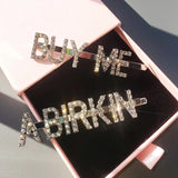 Buy Me A Birkin  Rhinestone  Hair Clips  2pcs/set Funny Hair slide  Ins Hot Words Bobby Pins Hair Jewelry