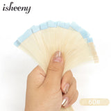 Isheeny Mini Tape Hair Extensions 12"-24" Machine Remy Skin Weft Adhesive Tape In Human Hair Natural Black Brown Blonde Tape On