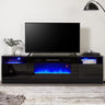 Fireplace TV Stand with 36" Electric Fireplace, LED Light Entertainment Center, Modern Wood Texture Entertainment Stand