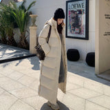 Women X-long Hoodie Down Coat Cotton Padded 2022 New Korean Design Ankle Length Lengthened Thicken Warm Hooded Overcoat Snowwear