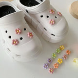 10pcs 5 petal flower Hole Shoes Charms Designer DIY Shiny Bling Shoes Decaration for  JIBS Kids Boys Women Girls Gifts