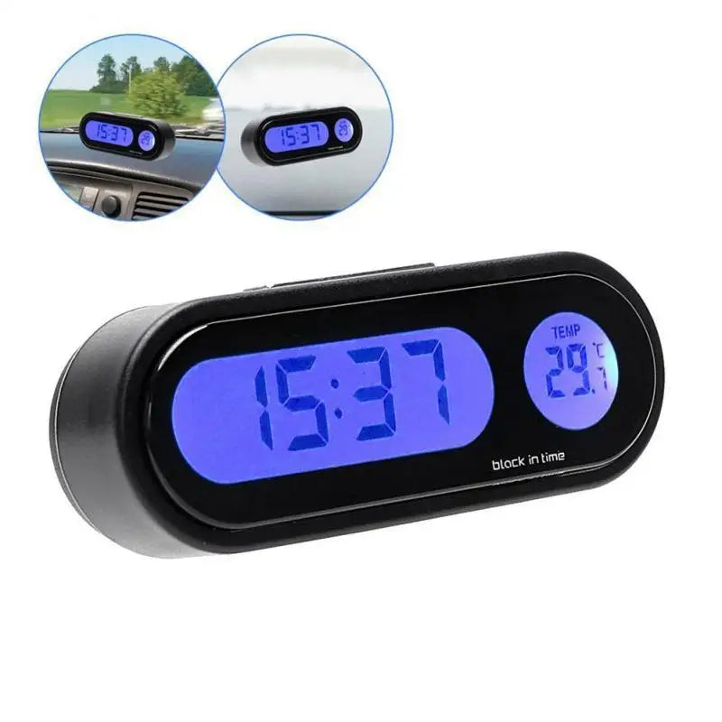 1~10PCS Car Mini Electronic Clock Time Watch Auto Dashboard Clocks Luminous Thermometer Black Digital Display Car Accessories