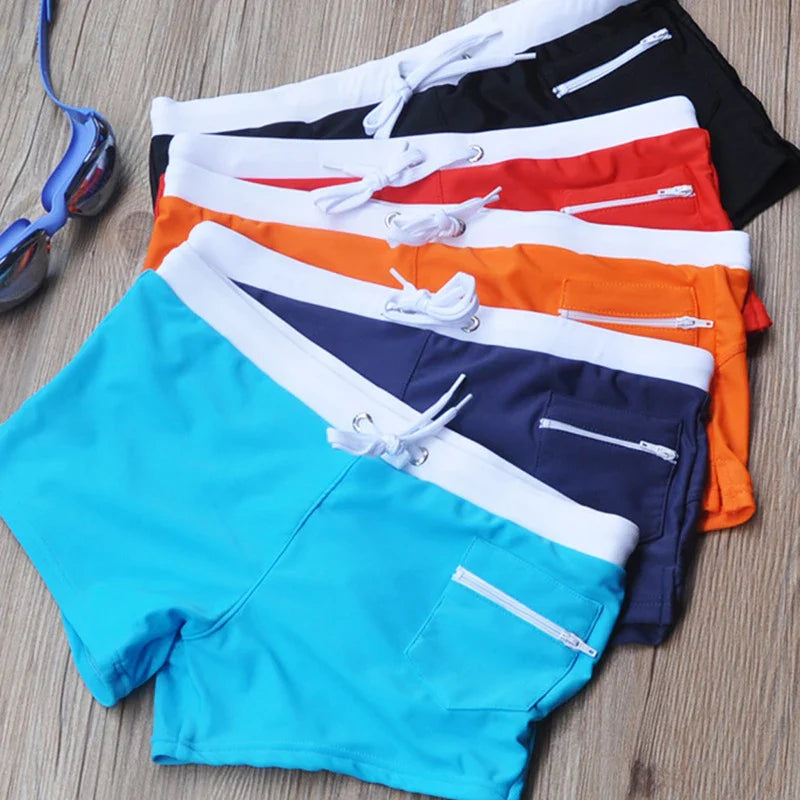 Men's Swim Shorts Swim Trunks Drawstring Mesh Lining Elastic Waist Breathable Quick Dry Board Shorts to Beach Pool Summer Male