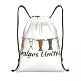 White Galgos Drawstring Bag Men Women Foldable Gym Sports Sackpack Whippet Greyhound Hound Dog Shopping Storage Backpacks