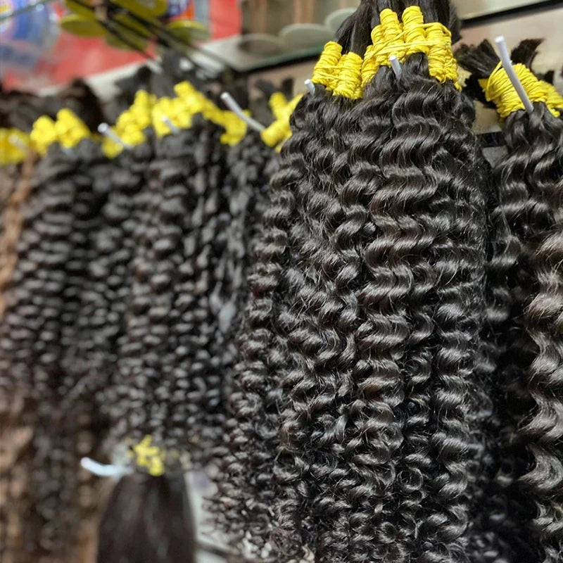 Human Bulk Hair For Braiding Kinky Curly No Weft Human Hair Bundles 1B# Natural Black Bulk Hair Extensions For Women 100G