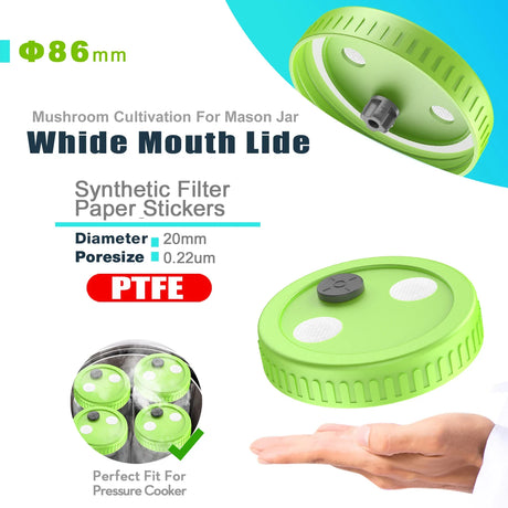 Liquid Culture Lids - Autoclavable 86mm Wide Mouth Jar Lids with Heavy Duty  Injection Port for Mushroom Cultivation