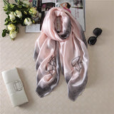 100% Natural Silk Scarf Women Luxury Brand Digital Print Flowers Silk Pashmina Shawl Female Long Bandana Foulard 2020 Oversize