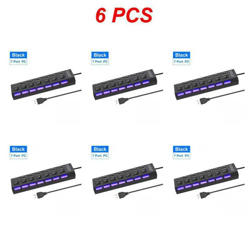 1~8PCS USB Hub USB 2.0 Hub Multi USB Splitter 3 Hab Use Power Adapter Multiple Expander 2.0 Hub With Switch For Laptop