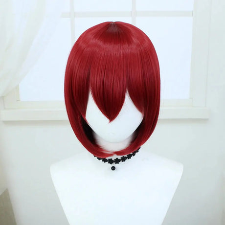 Short 11.8 Inches Straight Synthetic Wig for Cosplay Party Dress Up with Bangs Universal Anime Play Costume Multi Color with Cap