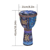 African Hand Drum  8 Inch Portable Djembe Drum Percussion Instrument Tambourine Gift Colorful Art Patterns