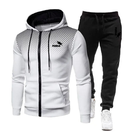 Autumn Winter Discovery Men Suit New Brand Sports Printed Hoodie Sets Male Luxury Fleece Zip Casual Designer Sportswear Suits