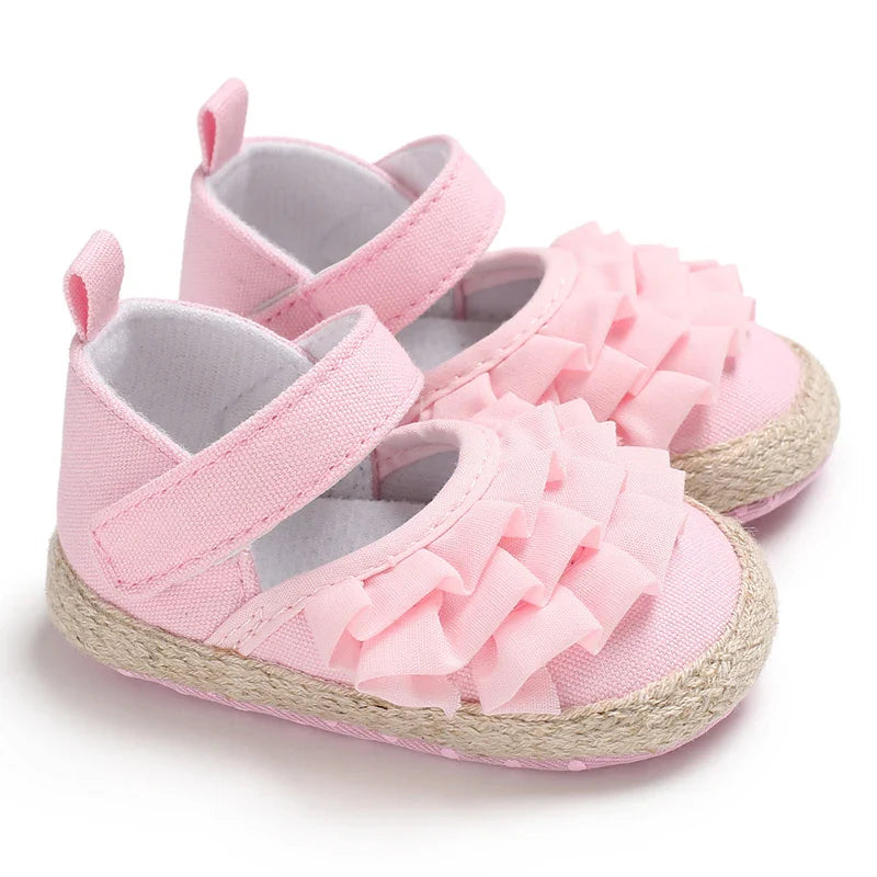 Pink Baby Shoes Princess Fashion Sneakers Infant Toddler Soft sole Anti Slip First Walkers 0-1 year old baby Christening Shoes