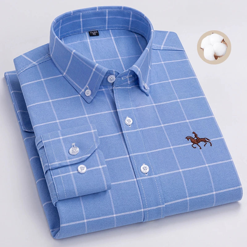 New in shirt oversize 6xl long-sleeve shirts for men 100%cotton Oxford tops slim fit formal plain shirt fashion office clothes