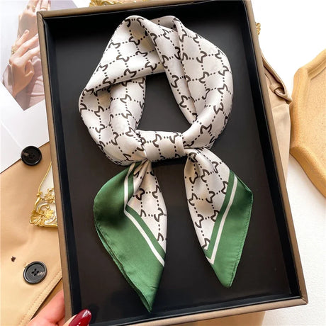 Silk Hair Scarf for Women Fashion Print Shawl Wraps Female Headband Neckerchief 70cm Hand Bag Wrist Foulard Neck Tie Echarpe