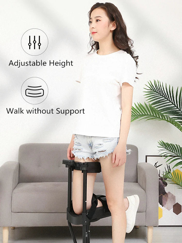 Single Leg Telescopic Walking Aid Support-Free Walking Aids Knee Walker Stick Hands Free Crutch Leg Knee Mobility Support