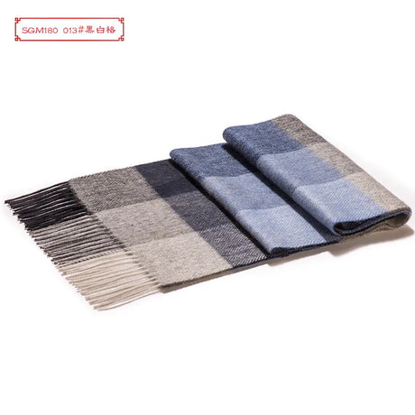 High Quality 100% Wool Scarf Men Autumn Winter Korean Long Warm Plaid Couple Muffler Male Soft Cashmere Thermal Shawl Gentlemen