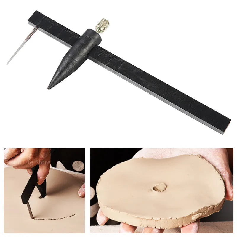 Pottery Tools Pottery Clay Circular Cutter Circular Cutting Tool Plastic Measuring Ruler Caliper DIY Making Clay Ceramic Cutting