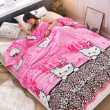 Hello Kitty Cartoon Blanket Kawaii Kt Cat Home Textile Flannel Soft Warm Throw Blanket Bedding Sofa Cover for Girls Gift