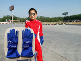 Child car racing gloves cotton and polyester gloves  2layers  gloves fit boys girls black blue and red size S M L