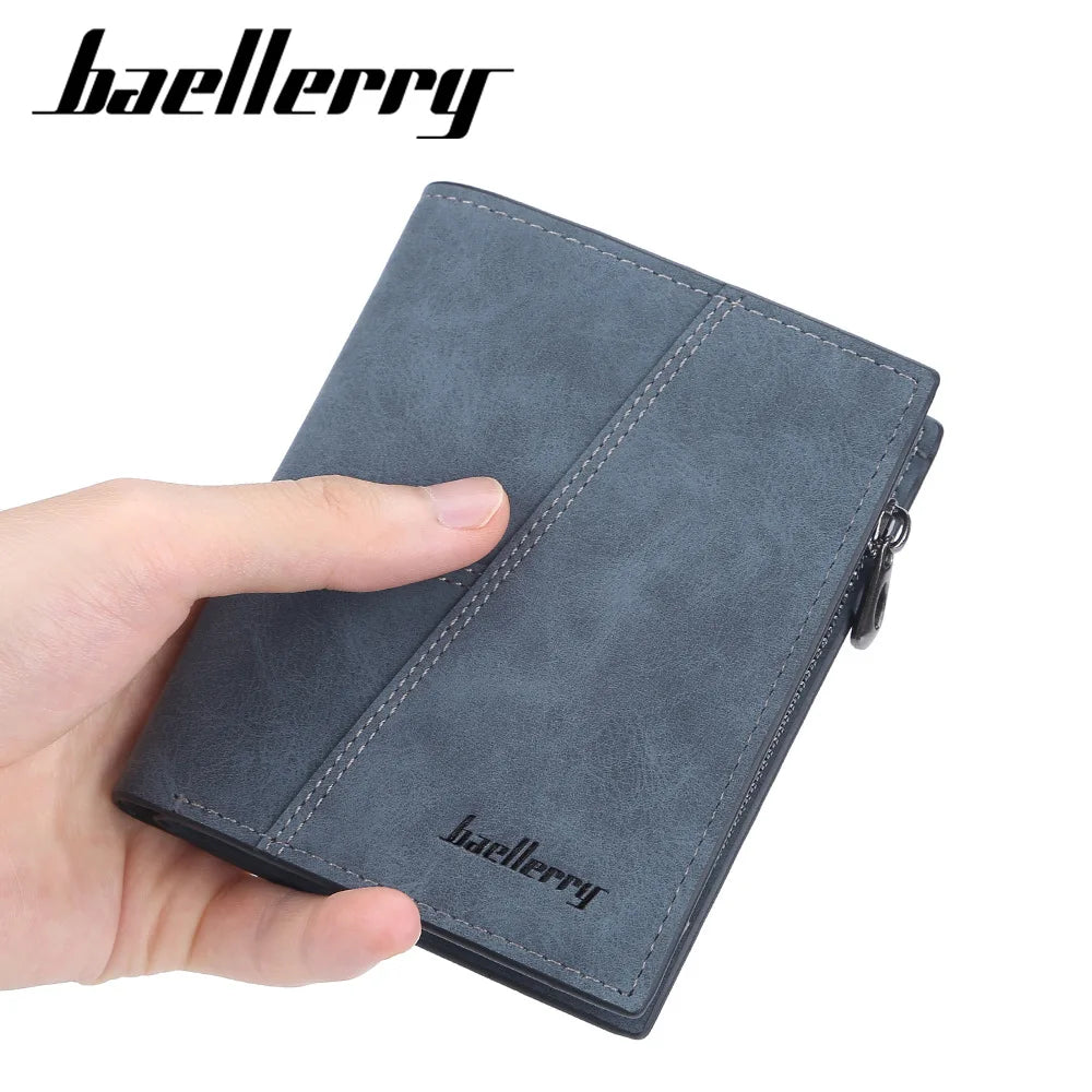 New Short Men s Slim Card Holder PU Leather Male Men's Wallet Frosted Short Ticket Tolder Multi-card Coin Purse