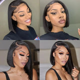 Malaysian Straight Short Bob 13x4 Lace Frontal Wig Pre Plucked Bone Straight Lace Front Human Hair Wigs For Women