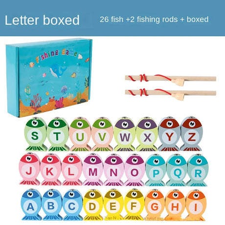Wooden Alphanumeric Cognitive Early Education Magnetic Fishing Toys for Boys and Girls Children Parent-child Interactive Games