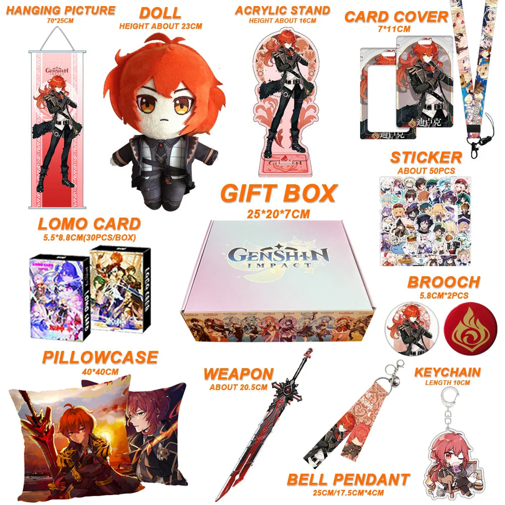 Genshin Impact Xianyun Navia Fontaine Furina Neuvillette Wriothesley Focalors Baizhu Kaveh Gift Box Include Keychain Doll Pillow