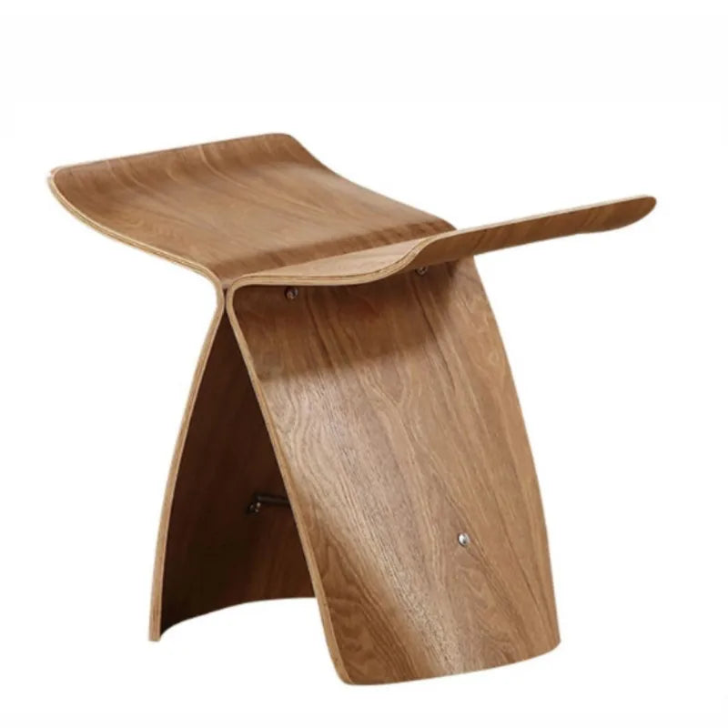 Creative Wood Butterfly Stool Solid Wood Foot Stool Home Adult European Curved Wooden Bench Living Room Walnut Shoe Bench