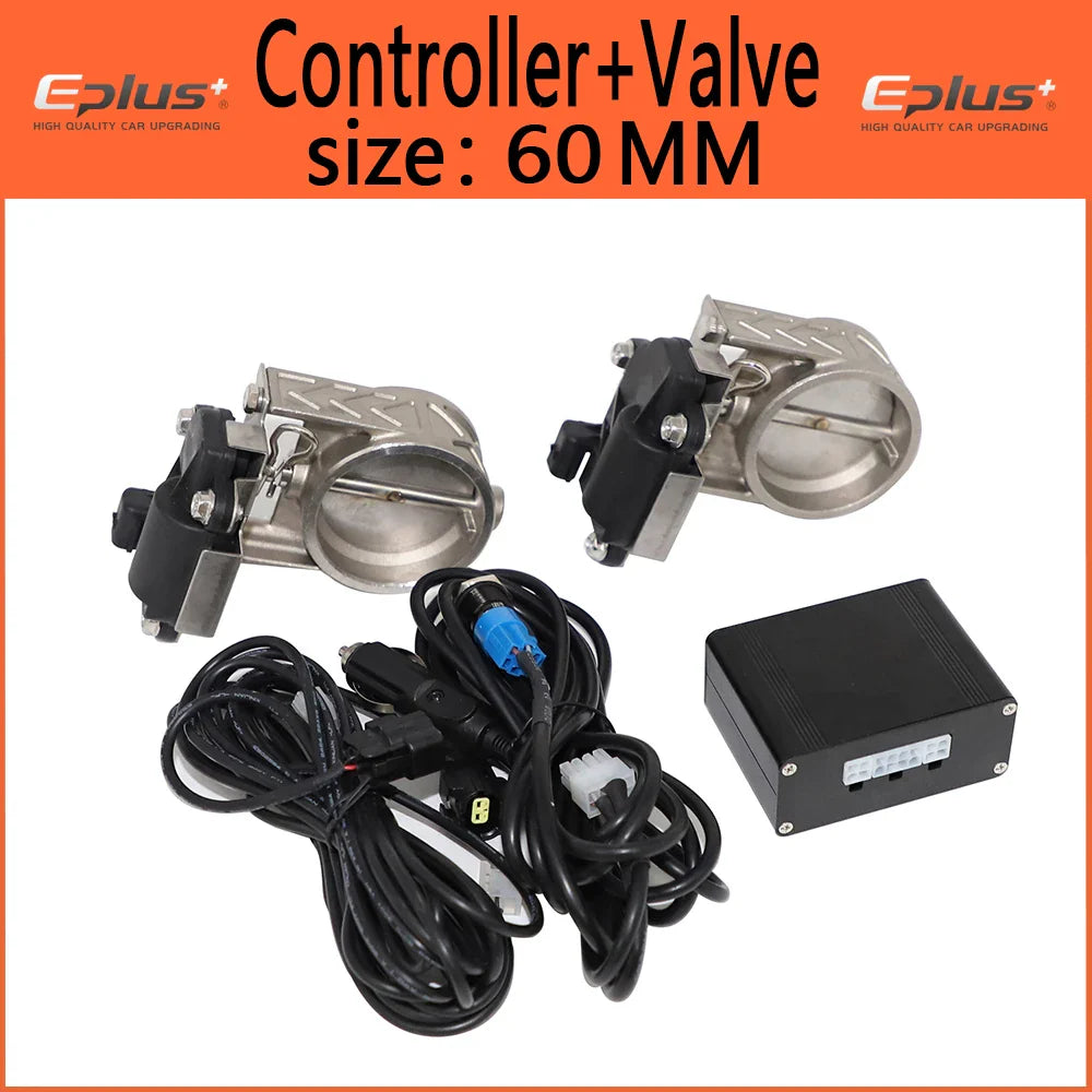 EPLUS Car Exhaust Pipe Electronic Valve Kit Universal 51 63 76MM Button Controller Kit Controller Switch