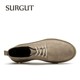 SURGUT Men's Comfortable Casual Work Men Shoe Brand Leather Shoe Top Quality Driving Moccasin Men Luxury Brand Flats Boat Shoes