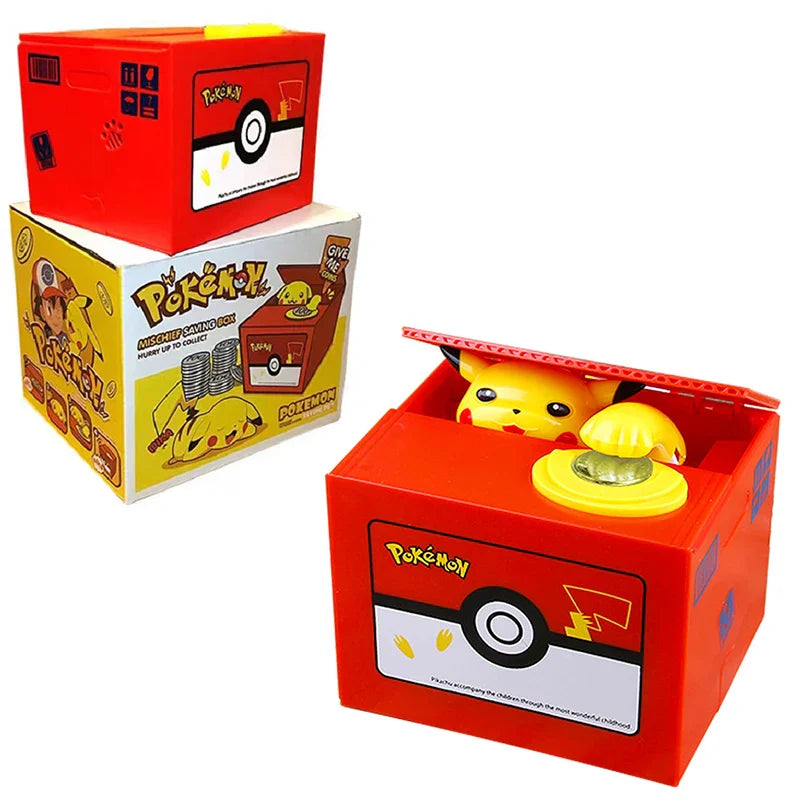 Pokemon Piggy Bank Action Figure Anime Cartoon Pikachu Electronic Plastic Money Box Steal Coin Piggy Bank Pokémon Kid Toys Gift