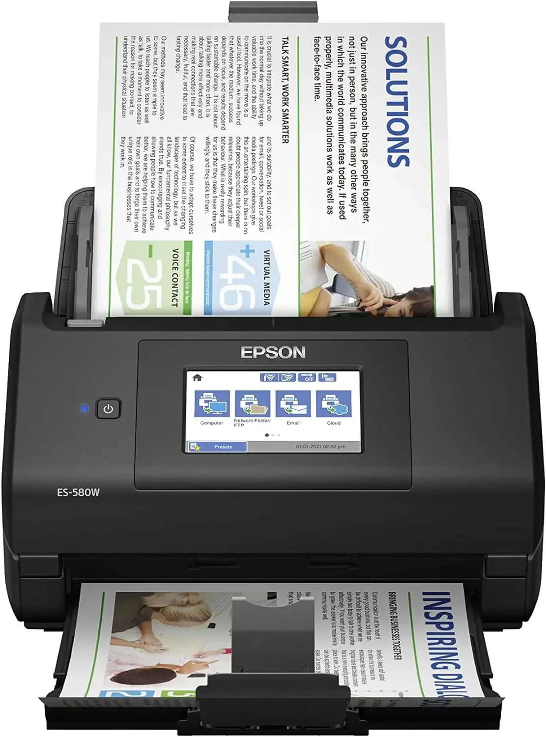 Workforce ES-580W Wireless Color Duplex Desktop Document Scanner for PC with 100-sheet Auto Document Feeder (ADF)