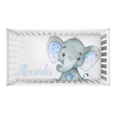LVYZIHO Baby Boy Crib Bedding Set, Custom Name Blue Elephant Bedding Set,Baby Shower Gift Bedding Set