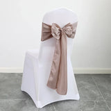 40PCS 17x275cm Rose Gold Satin Chair Sashes Bows Chair Cover Ribbons for Wedding Banquet Party Baby Shower Event Decorations