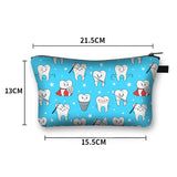 Cartoon Teeth and Tooth Fairy Print Cosmetic Case Women Makeup Organizer Dental Hygienist Girls Storage Bags Ladies Make Up Bag