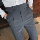 2023 New Men's Suit Pants Slim Fit Business Office High Waist Classic Korean Casual Trouser Top Quality Pants Male Brand B82