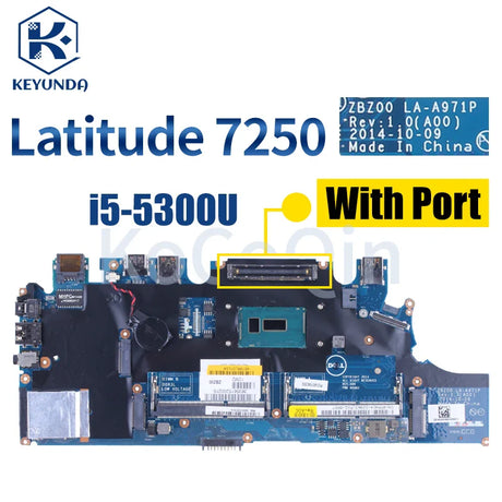 LA-A971P LA-A972P For Dell Latitude E7250 7250 Notebook Mainboard 0TPHC4 0G9CNK 08389N I3 I5 I7 5th Gen CPU Laptop Motherboard