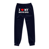 I Love My Boyfriend Printed Sweatpants Y2k High Elastic Waist Drawstring Baggy Trousers Vintage Casual Loose Straight Pants