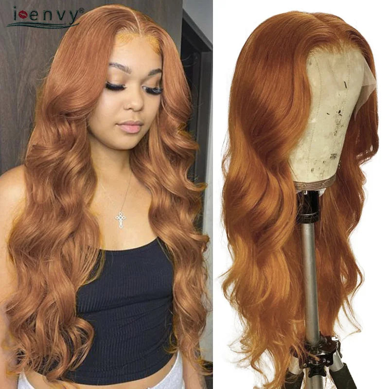 Ginger Blonde Lace Front Human Hair Wigs 13x4 Body Wave Transparent HD Lace Frontal Wig Pre Plucked Orange Brown Lace Front Wig