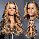 30 36 Inch Body Wave 13x4 Ombre Highlight HD Lace Frontal Wigs 13x6 4/27 Colored Wigs Lace Front Human Hair Wigs Transparent