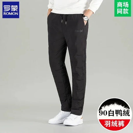 High End Down Pants for Men 90% White Duck Winter Clothing Thickened Business Casual Trousers Ropa Hombre CJK