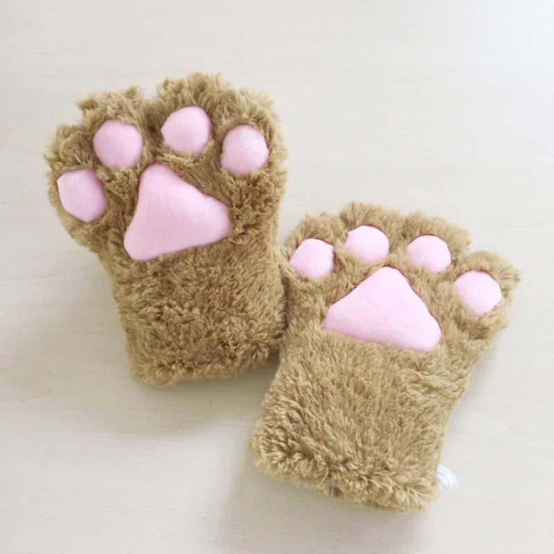 Furry for Cat Paws Gloves Animal Cosplay Costume Lion Bear Padded Mittens