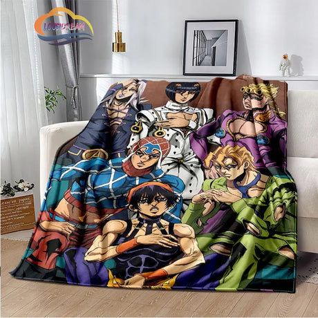 Anime JoJo's Bizarre Adventure Stone Ocean flannel Blanket Throw blanket Warm Sofa bed  children and girls Gift s